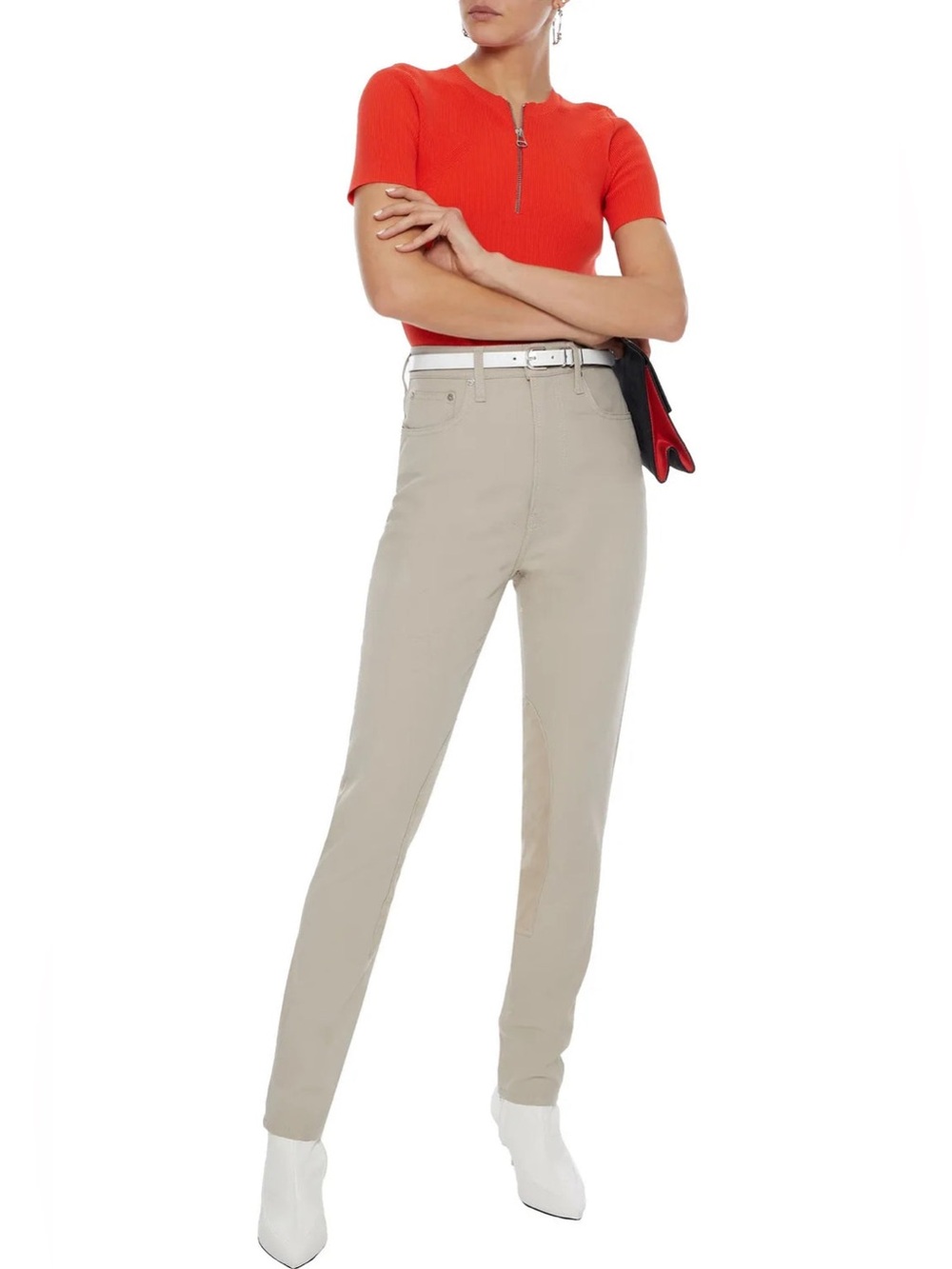 HELMUT LANG - Femme Hi Rider Leather Suede / Cotton Twill Slim Pant Unisex 30/31